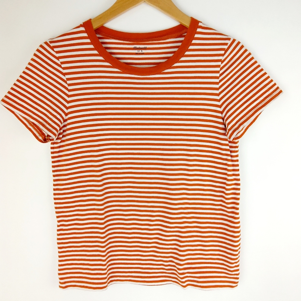 Madewell Rust Stripe Tee Size Small - image 5